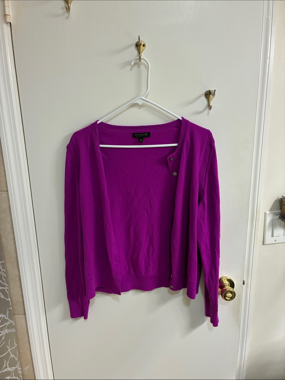 Banana Republic Fuchsia 100% Merino Wool Cardigan Sz XL